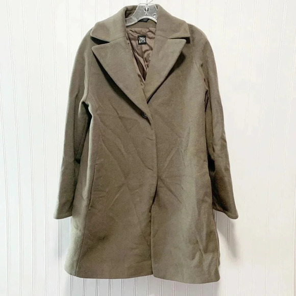 CINZIA ROCCA Size 12 Classic Long-sleeve Wool Coat In Taupe - Picture 2 of 5